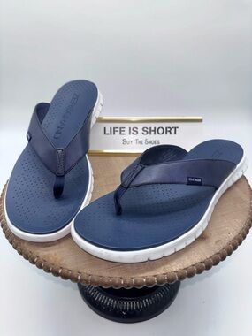 Cole Haan Navy and White Women's Zerogrand Thong Sandals